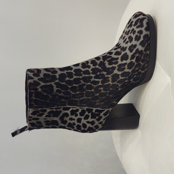 Sanctuary Razzle Gray leopard animal calf hair boots leather Block Heel Zip 8 - Picture 5 of 8